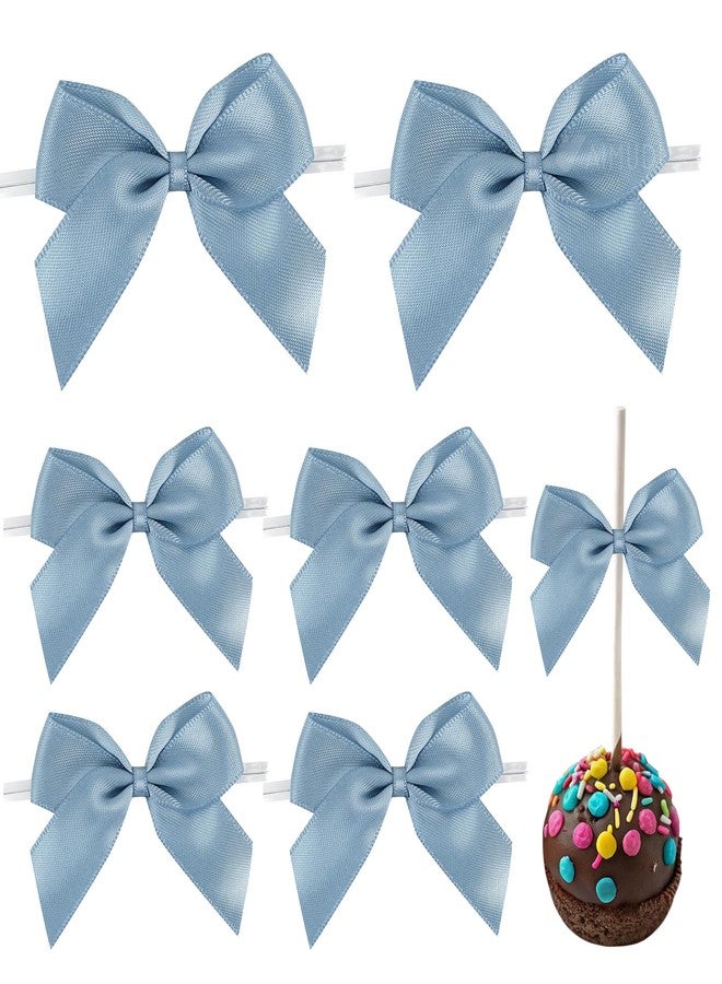 AIMUDI Dusty Blue Satin Bows 2" Satin Bow for Gift Wrapping Small Bows with Twist Ties Premade Ribbon Bow for Crafts Cake Pop Treat Bags Wedding Bridal Shower Birthday Party Decoration, 50 PCs - Image 1